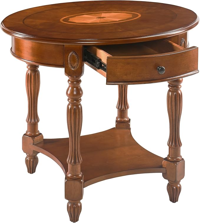 Solid Wood End Table with Drawer and Storage Shelf, Oval Sofa Side Table with by MODERION-YourHomeSoulMate