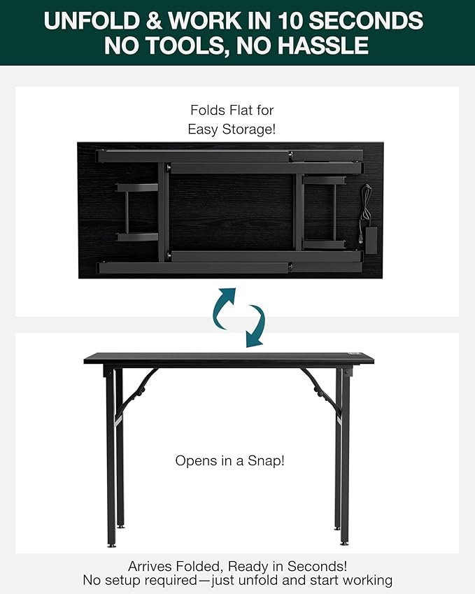 Frylr Small Folding Computer Desk – 43.3 Inch Portable Table - Image 3