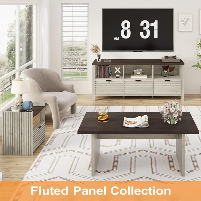 BON AUGURE TV Stand, Fluted Modern Media Console - Image 8