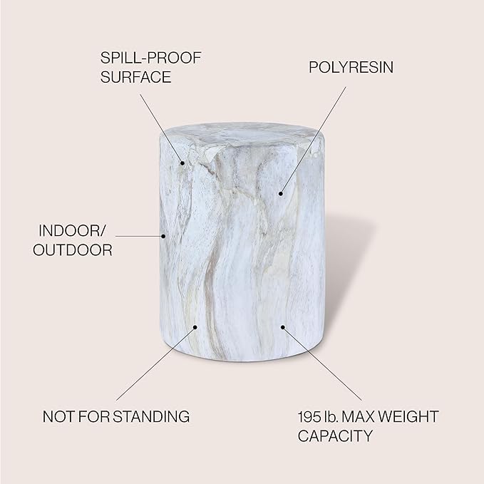 JONATHAN Y TBL1101B Troy 16" Modern Minimalist Faux Marble Column - Image 3