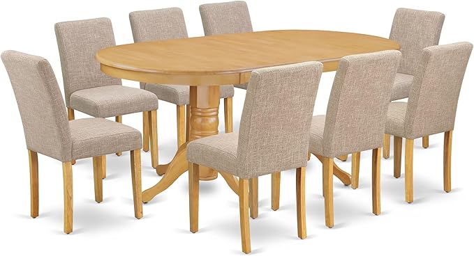 East West Furniture VAAB9-OAK-04 9 Piece Dining Table Set Includes an Oval by EastWestFurniture