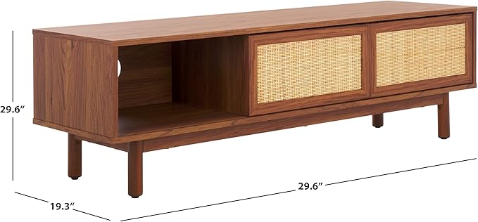 SAFAVIEH Aino TV Stand for up to 60" Flatscreen – Walnut Brown, 2 Sliding Doors - Image 2
