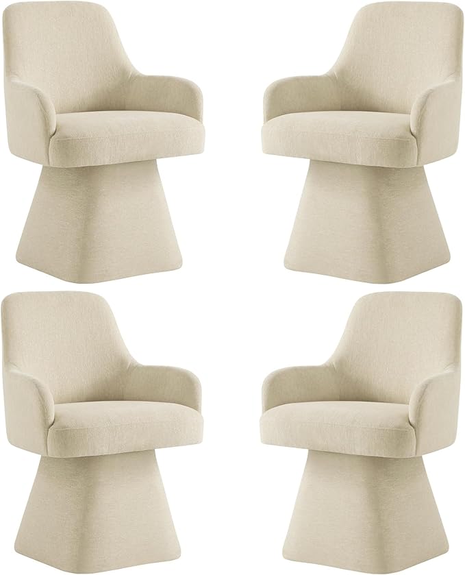 Swivel Dining Chairs Set of 4, Mid Century Modern Chairs Fabric Upholstered by Kislot