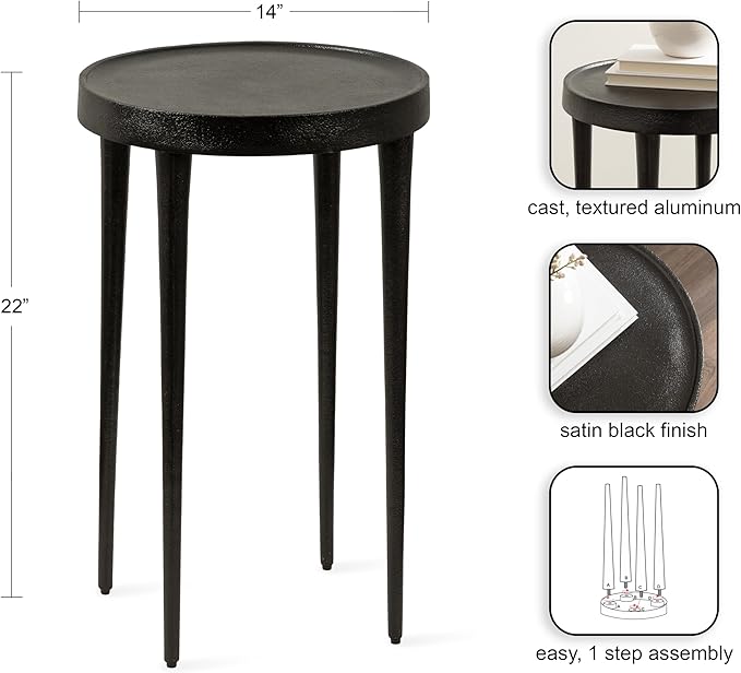Kate and Laurel Rava Modern Metal Round Side Table, Cast Aluminum Accent Table - Image 3