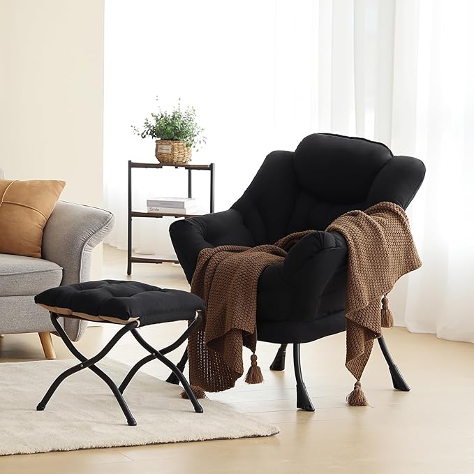 Lazy Chair with Ottoman, Modern Accent Chair Contemporary Lounge Leisure Sofa - Image 6