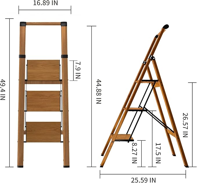 3 Step Ladder, Folding Step Stool - Image 6