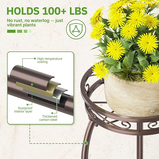 KMOTASUO 3 Tier Tall Plant Stand Indoor Outdoor - Image 2