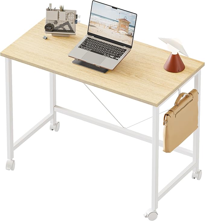Rolling Computer Desk with Wheels, Gaming Desk by MERICONIA