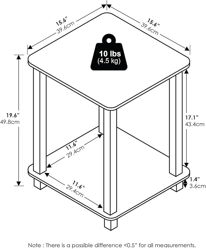 Furinno Simplistic End Table, Plastic Frame - Image 3
