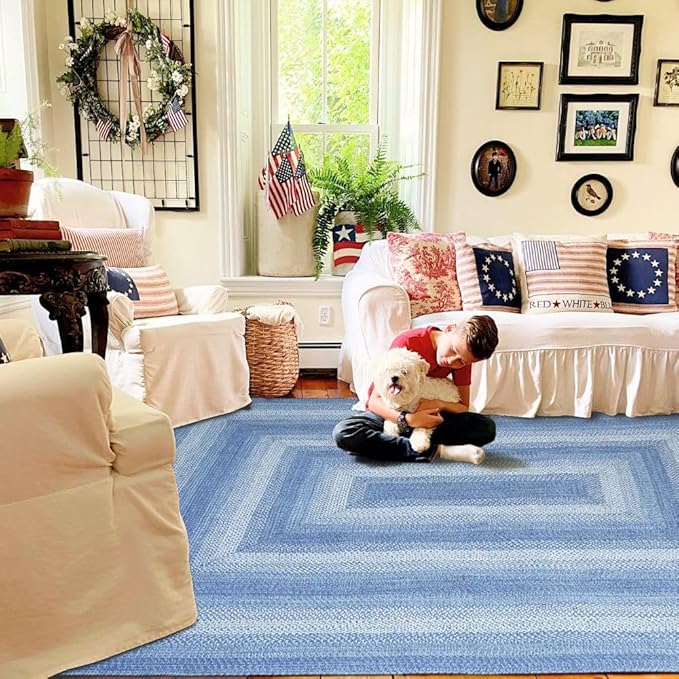 Homespice Denim Jute Blue Braided 4x6’ Rug by Homespice