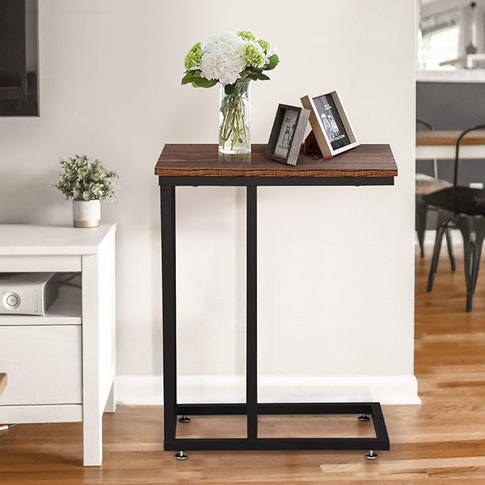 VECELO C Shaped End Side Table for Sofa Couch and Bed Snack TV Tray for Living - Image 5