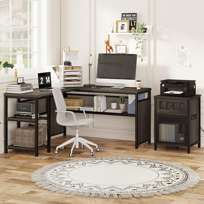 FATORRI End Table with Charging Station, Farmhouse Side Table with Drawer - Image 8