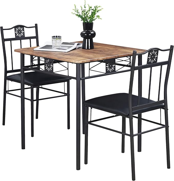 VECELO 3-Piece Small Kitchen Dining Table Set - Image 2