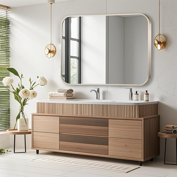 24x36 Inch Brushed Nickel Bathroom Mirror, Framed Rectangle Mirror - Image 6