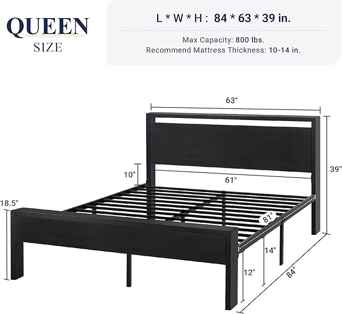 Allewie Queen Size Platform Bed Frame - Image 2