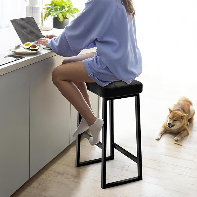 Bar Stool, Kitchen Island Chairs, Counter Height Bar Stools, Modern Synthetic - Image 2