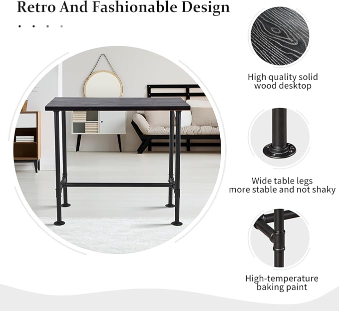 Diwhy DIY Industrial Design Pipe Dining Table Casual Pub BAR Laptop Table - Image 4