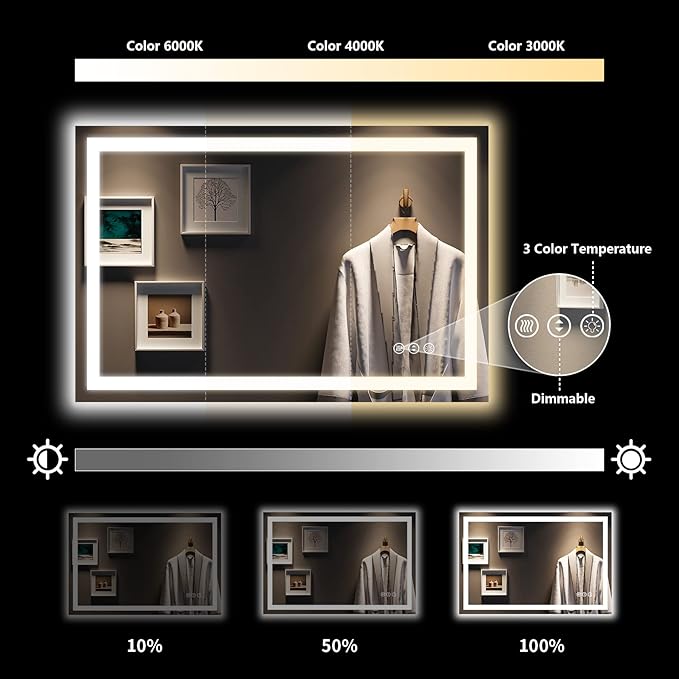 48x32 Inch LED Bathroom Mirror - Image 4