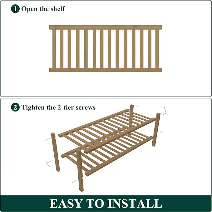 Smiry Shoe Rack, 2 Tier Thick Bamboo Shoe Organizer, Stackable Free Standing - Image 5