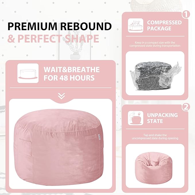 HABUTWAY Bean Bag Chair 3Ft Luxurious Velvet Ultra Soft Fur - Image 6