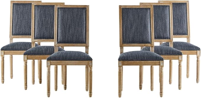 Merax Upholstered Solid Wood Dining Chairs Set of 6, French Country Style - Image 6