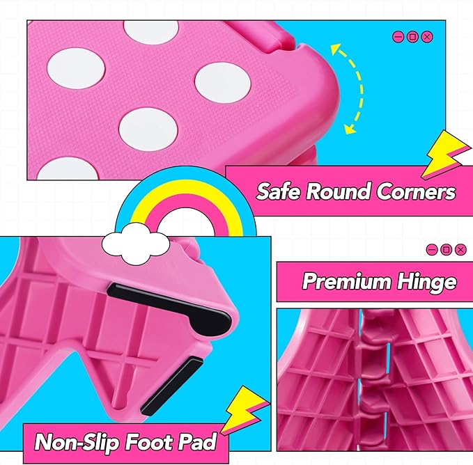 Delxo Folding Step Stool, 9 inch Non-Slip Foldable Stools Up to 300 LBS - Image 3