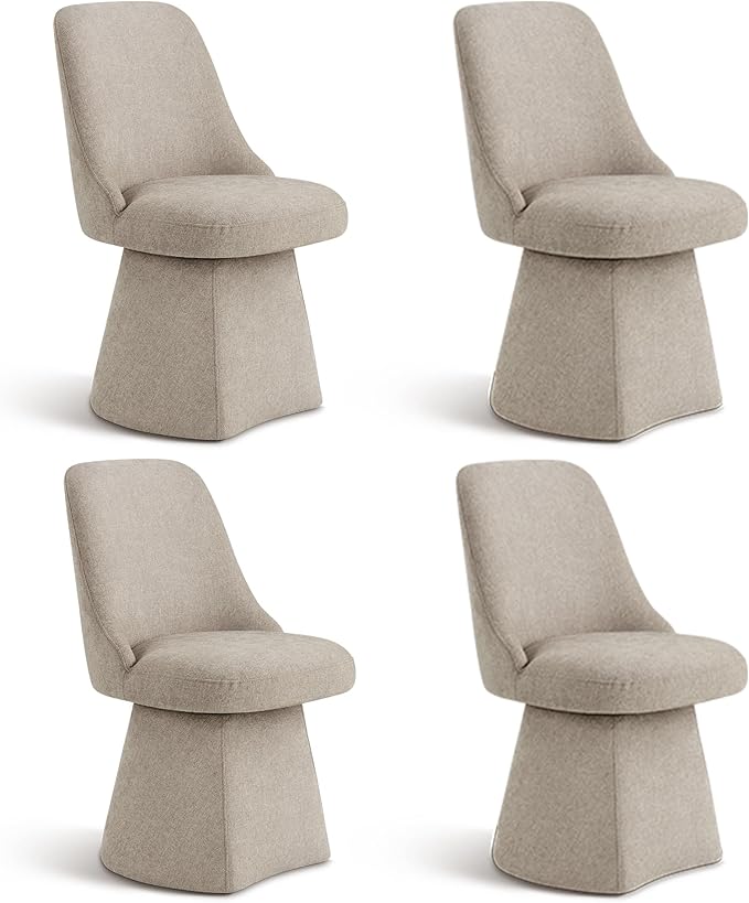 Swivel Dining Chair Mid Century Modern DeskChair High Back Upholstered Linen by Kislot