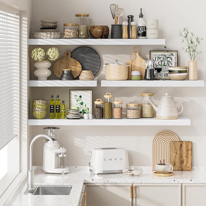 Heimlove 12" Deep White Floating Shelves - Image 7