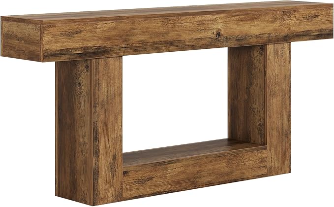 Tribesigns 63" Console Table, Farmhouse 2-Tier Entryway Table - Image 9