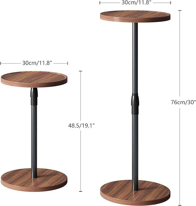 Adjustable End Table, Small Round Side Table, Drink Table - Image 3