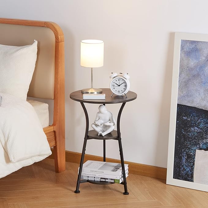 Dulcii Small Round End Table for Narrow and Small Space, 3-Tier Round Accent - Image 8