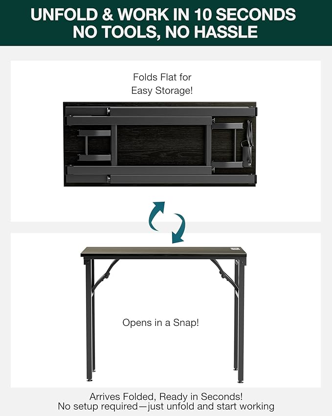 Frylr Small Folding Computer Desk – 35.8 Inch Portable Table - Image 3