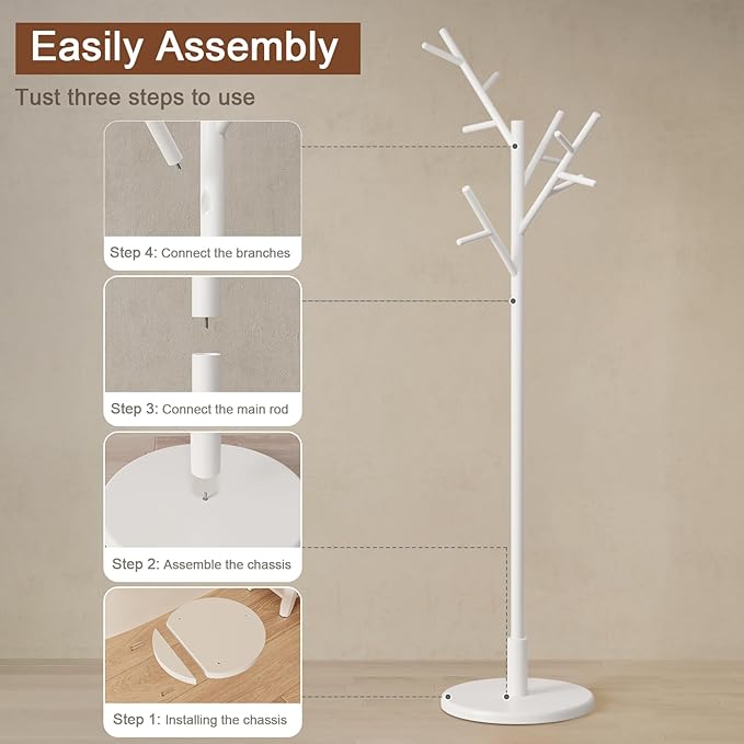 Coat Rack, Solid Wood Coat Rack Freestanding - Image 9