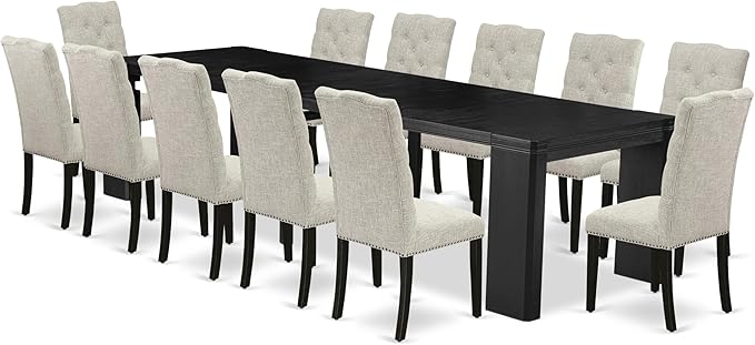 X12EL-006-35 - 13-piece Modern Dining Room Table Set a Rectangular Kitchen - Image 2