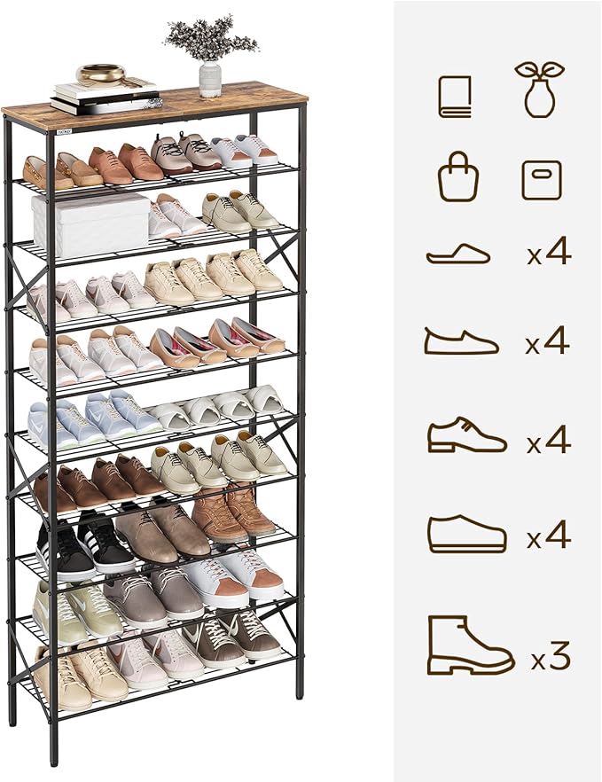 10 Tier Shoe Rack, Large Capacity Shoe Storage Organizer Holds 40 Pairs - Image 5