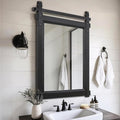 Farmhouse Barn Door Mirror: 22"x30" Black Rustic Wood Frame Mirror by Besdomus