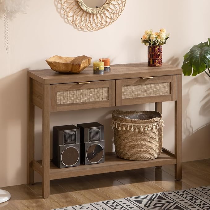 SICOTAS Console Table with Rattan Drawers by SICOTAS
