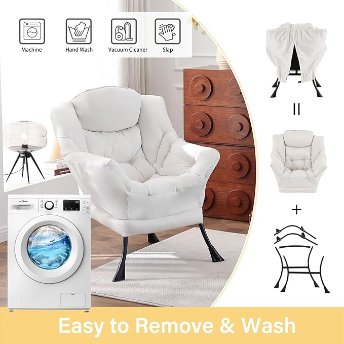 Lazy Chair, Reading Armchair, Large Modern Lounge Accent Chair, Leisure Sofa - Image 5