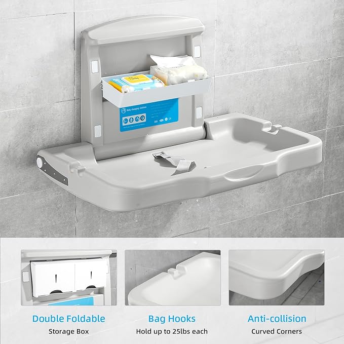 Fold-Down Baby Changing Diaper Station - Image 3