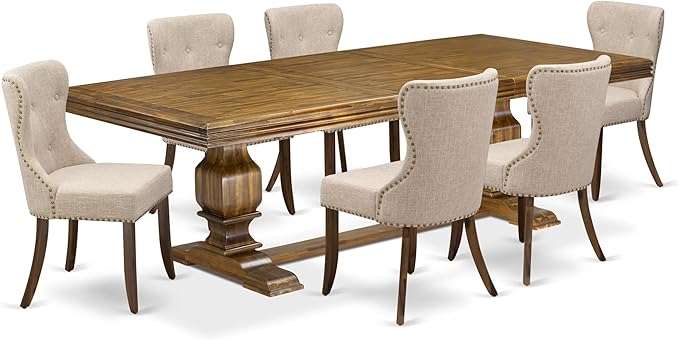 NKSI7-AWA-04 7-Piece Modern Dining Table Set Includes a Kitchen Table and 6 - Image 2