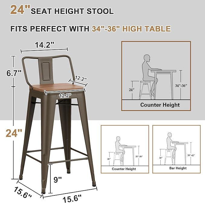 24 Inch Swivel Bar Stools Set of 4 - Image 3