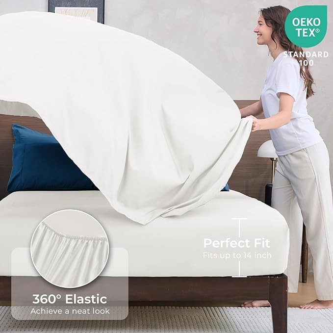 HEVUMYI Teal Blue & Ivory Twin Comforter Set - Image 5