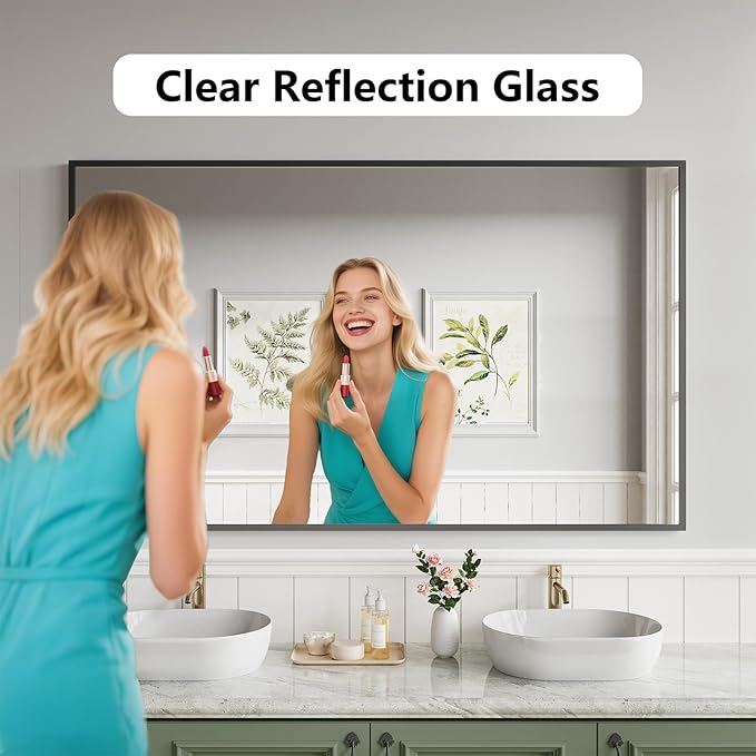 Bathroom Mirror 36x60 Black Bathroom Wall-Mounted Mirrors, Modern Vanity Mirror - Image 6