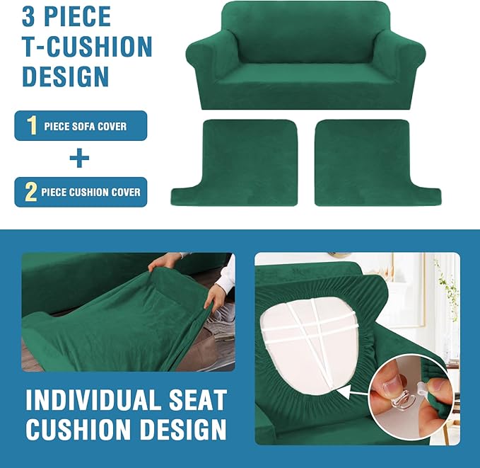 H.VERSAILTEX Sofa Cover 3 Piece T Cushion Sofa Slipcovers Thick Velvet Couch - Image 4