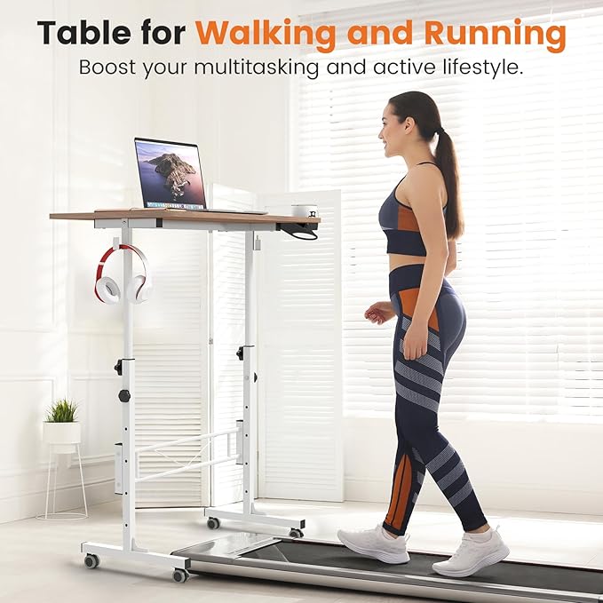 Hadulcet Portable Standing Desk, Rolling Desk Adjustable Height, Mobile Laptop - Image 3