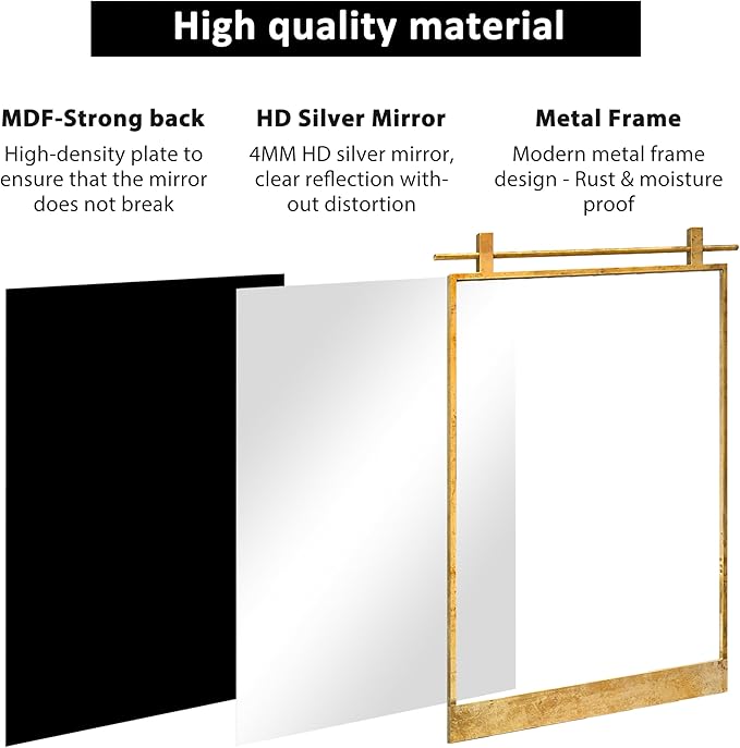16x24 Inch Rectangle Bathroom Vanity Mirror - Image 4