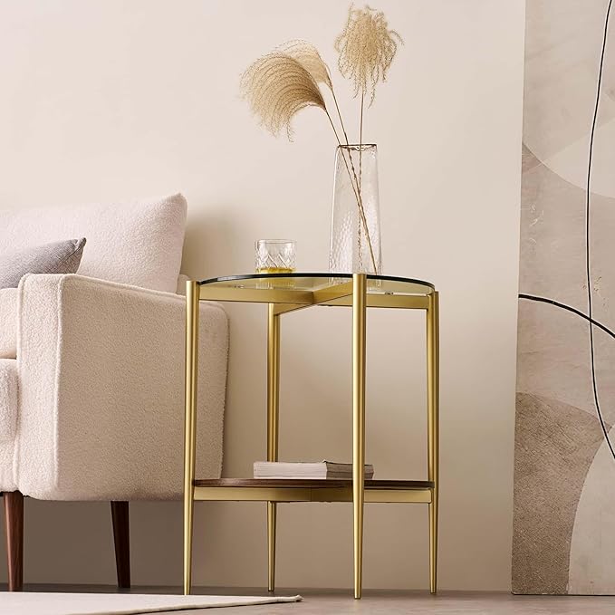 Round Glass End Table, Mid-Century Modern Design Sofa Table - Image 5