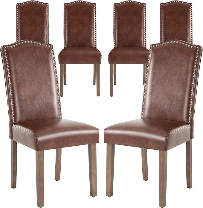 Stylish Upholstered Parsons Dining Chair PU Faux Leather by SNUGWAY