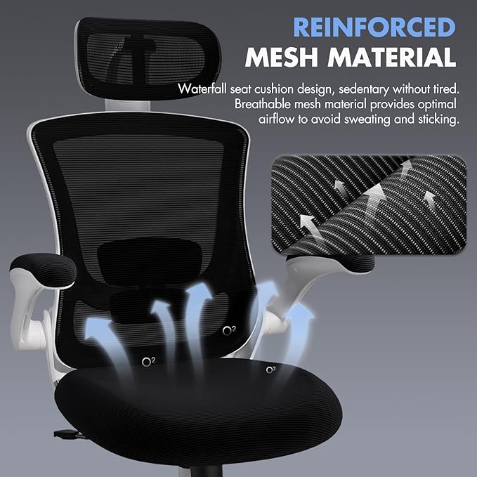 High Back Office Chair with Adjustable Lumbar Support & Headrest, Ergonomic - Image 5