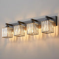 Modern 4-Light Black Crystal Bathroom Vanity Light Fixtures by FDPBY